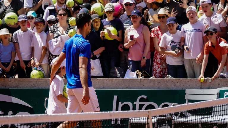 Once getting to that end, Djokovic pulled a boy from the stands to come with him on court, perhaps his dad instincts kicking in…