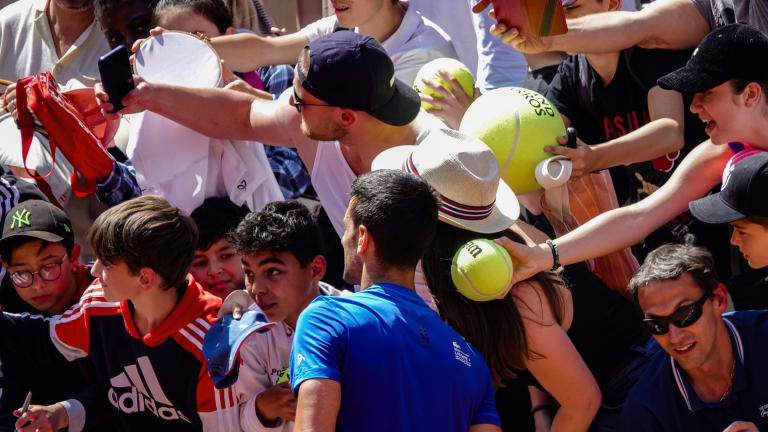 Selfie requests were honored as well, as the 36-year-old made his way toward a corner of the court.